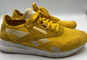 Reebok Classic DMX Foam Womens 7.5 Yellow Suede Running Shoes Sneakers